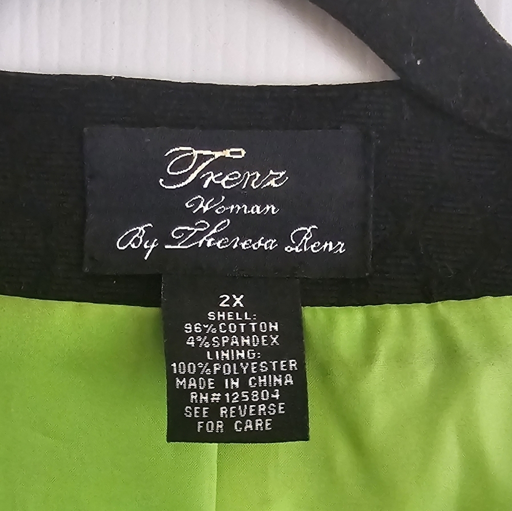 Trenz Women by Thersa Trenz Women's Neon Floral Coat Size 2X Green, Black, White - Picture 2 of 9